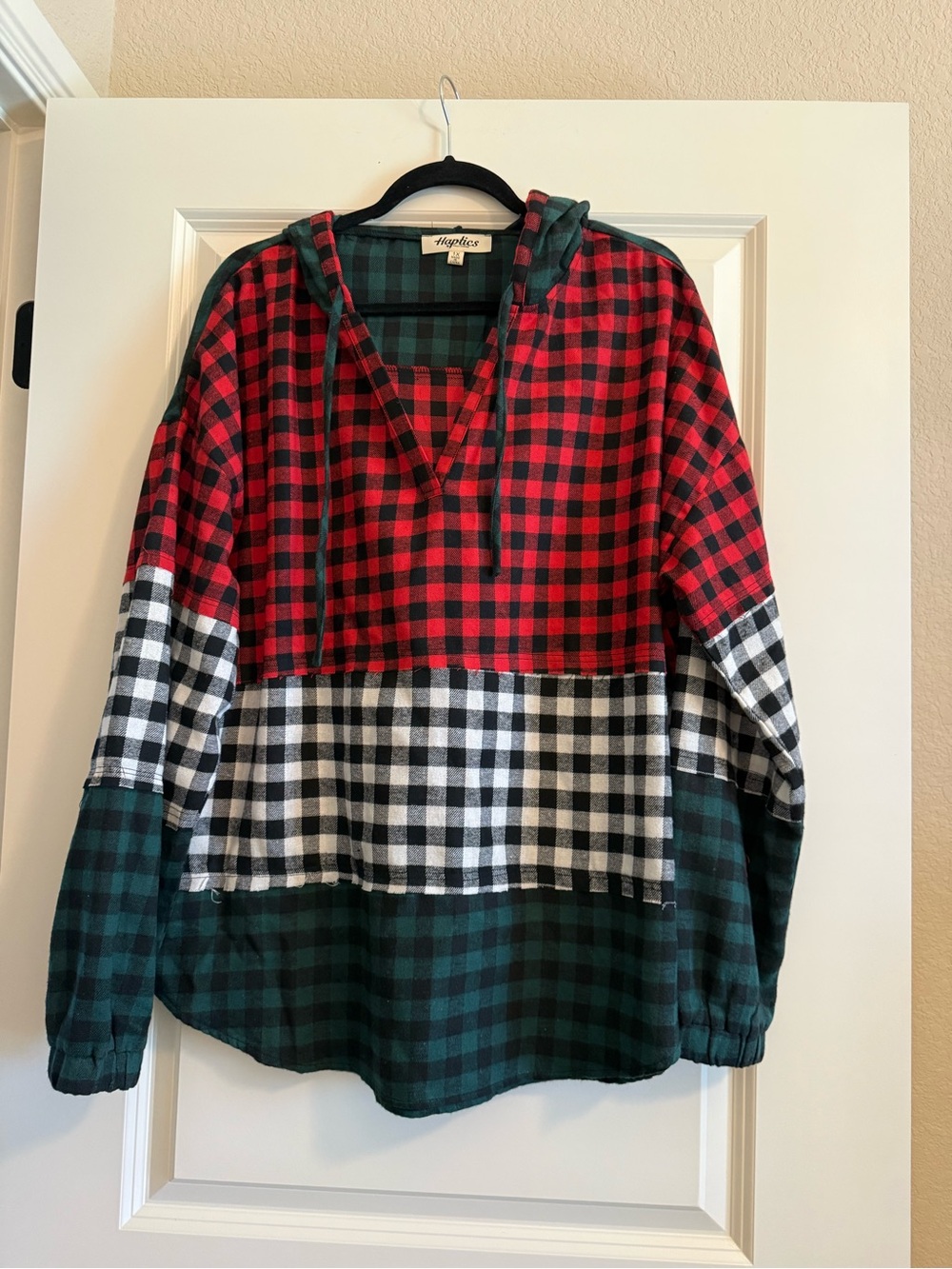Haptics Red, Green & Black Plaid Hoodie Shirt